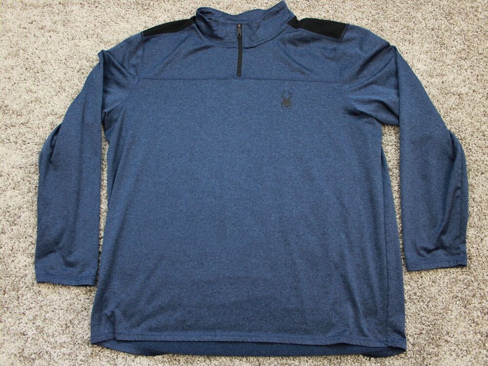 Spyder Active Long Sleeve Shirt Mens Large Blue Stretch Performance